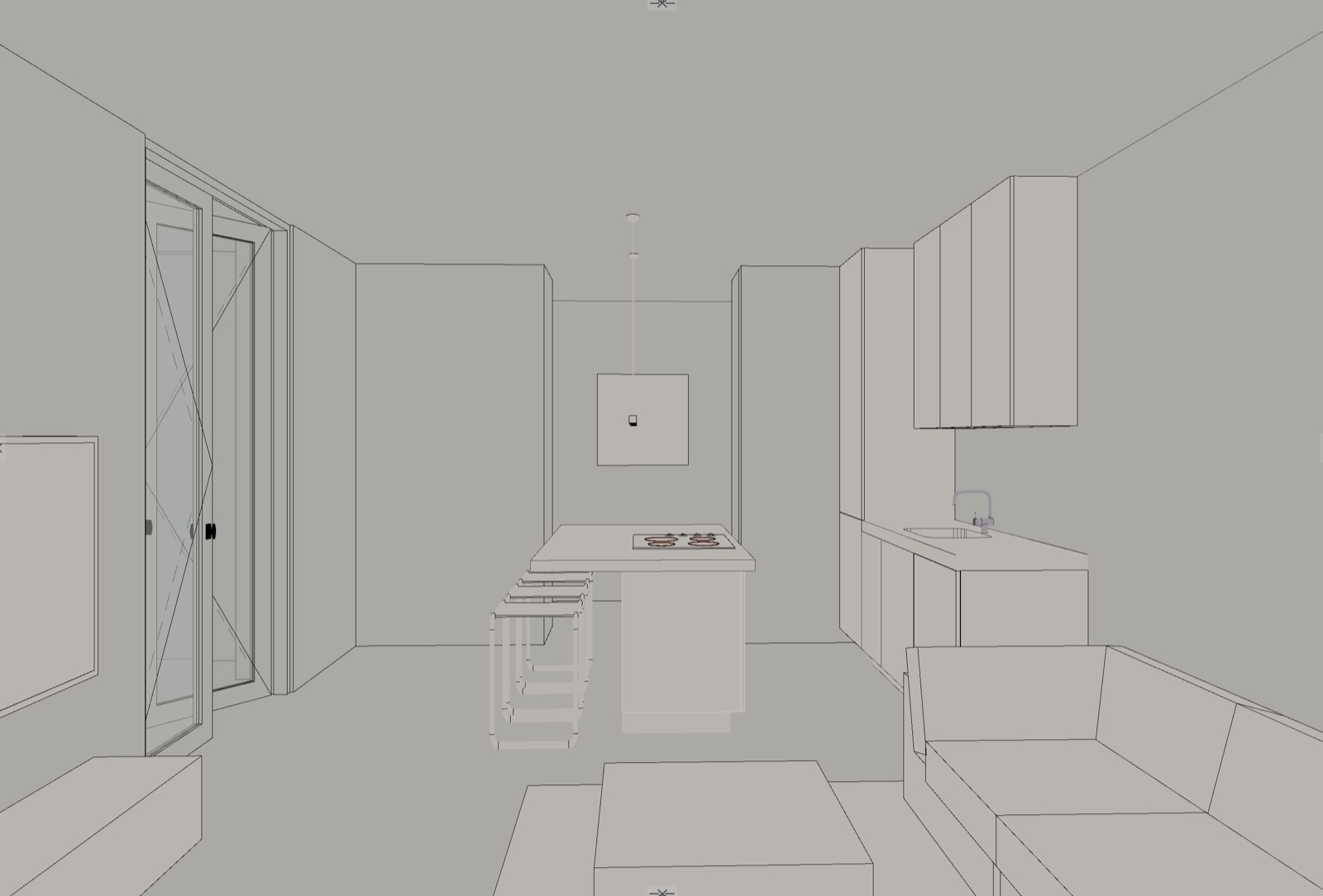 Raw 3D export of an apartment interior