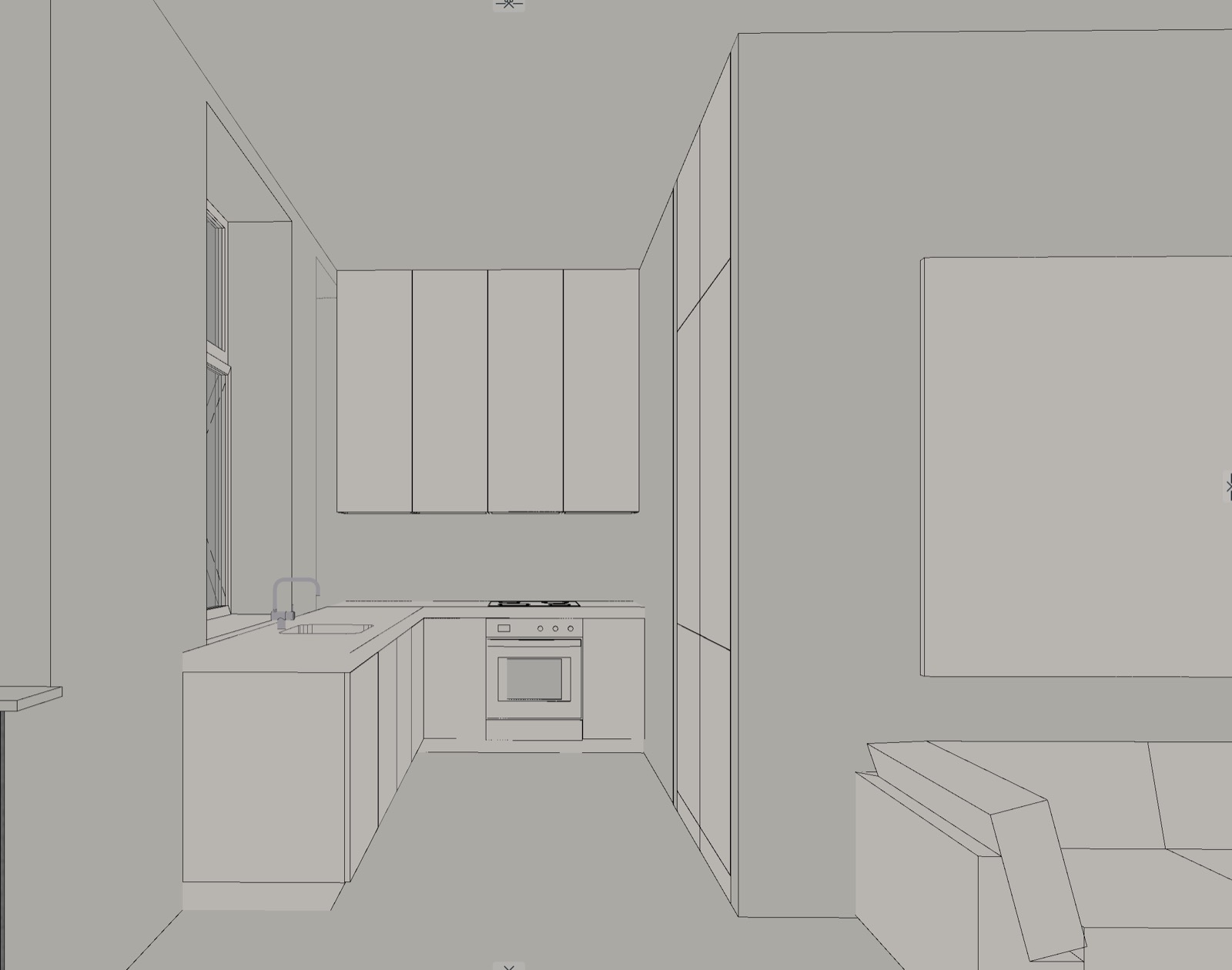 Raw 3D export of a kitchen